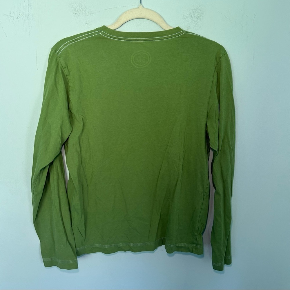 Life is Good 100% Cotton Green Peace & Heart Print Long Sleeve Tee Size Small - Picture 3 of 8